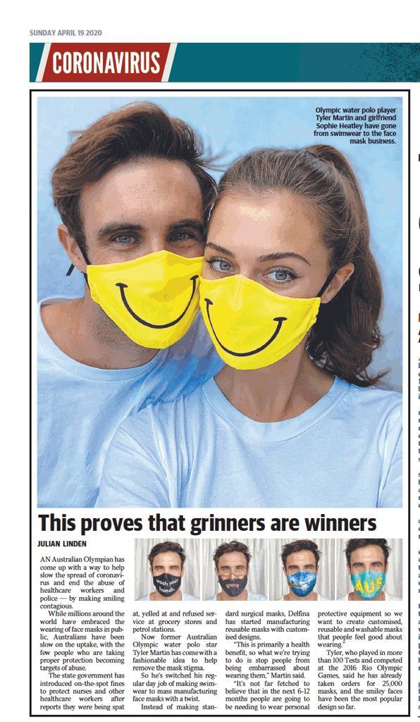 Delfina Sport Face Masks As Seen in 7 News, 10 News First, Daily Telegraph