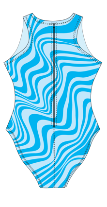 Dark & Light Blue Candy Shop Water Polo Suit