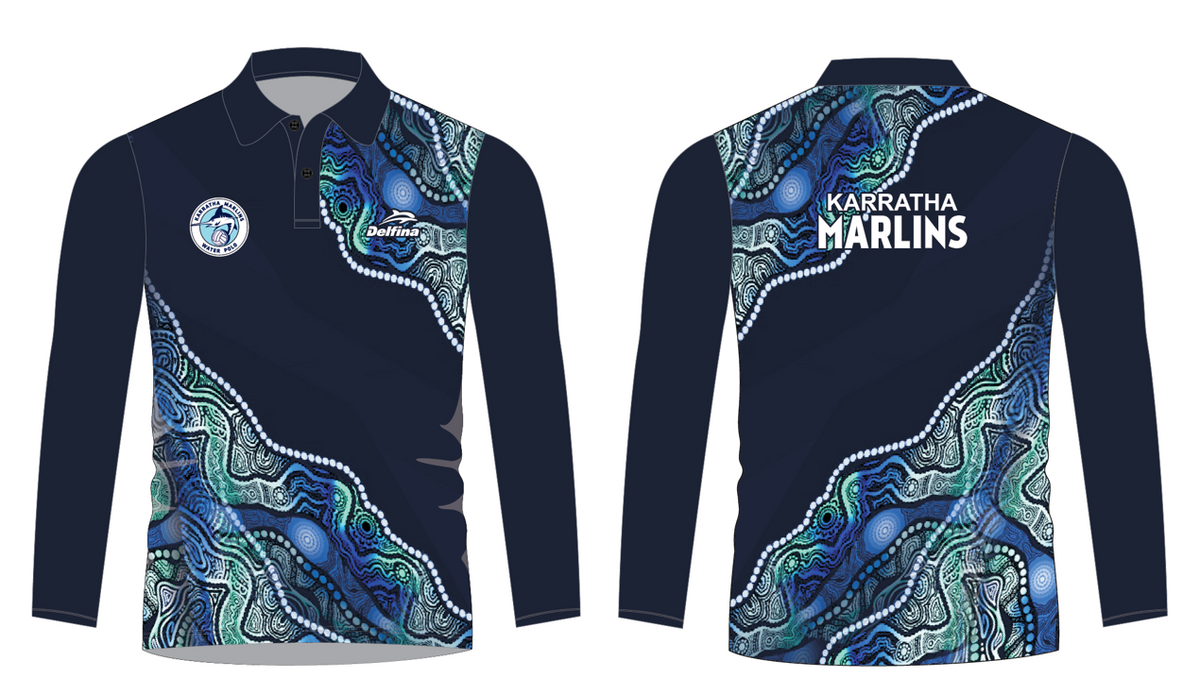 Karratha Marlins Long Sleeve Polo Shirt Unisex