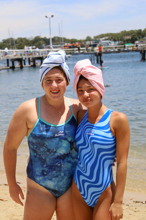 Blue Candy Water Polo Suit + Hair Towel Bundle