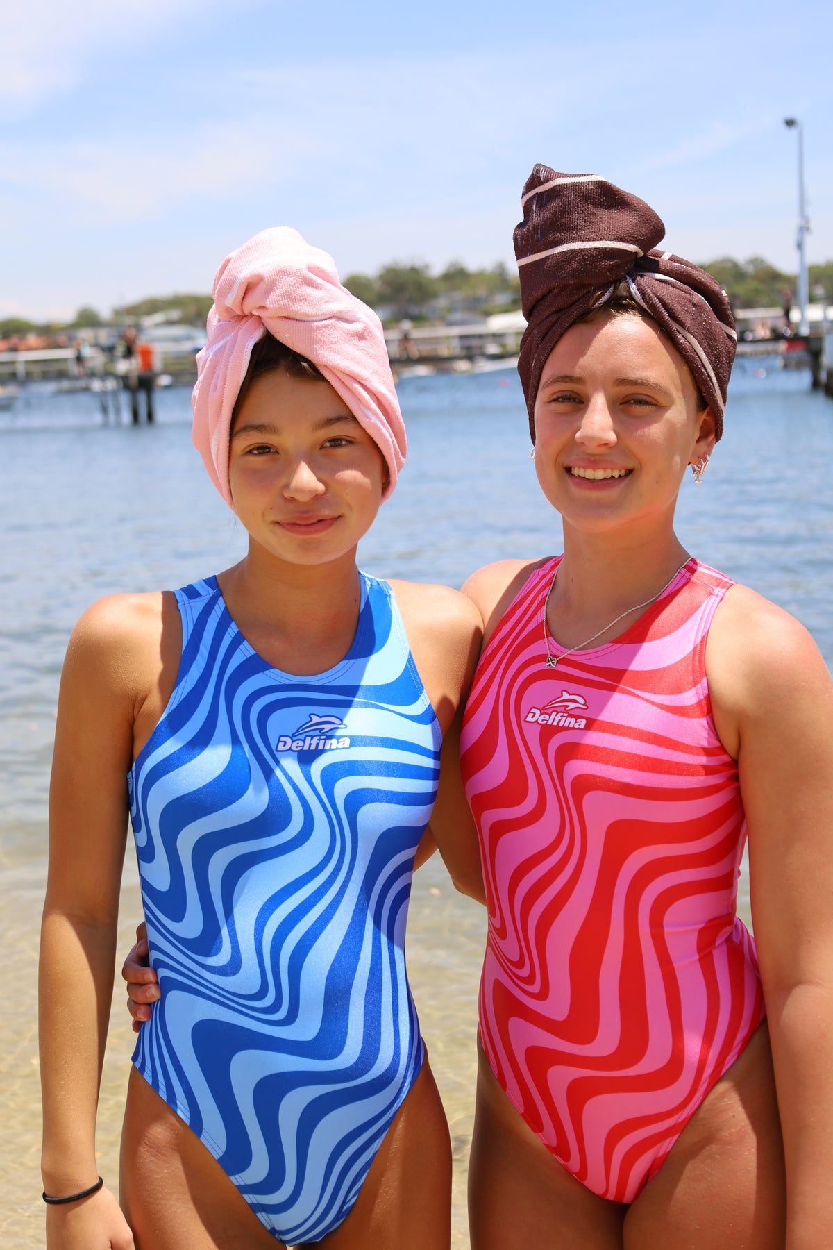 Blue Candy Water Polo Suit + Hair Towel Bundle