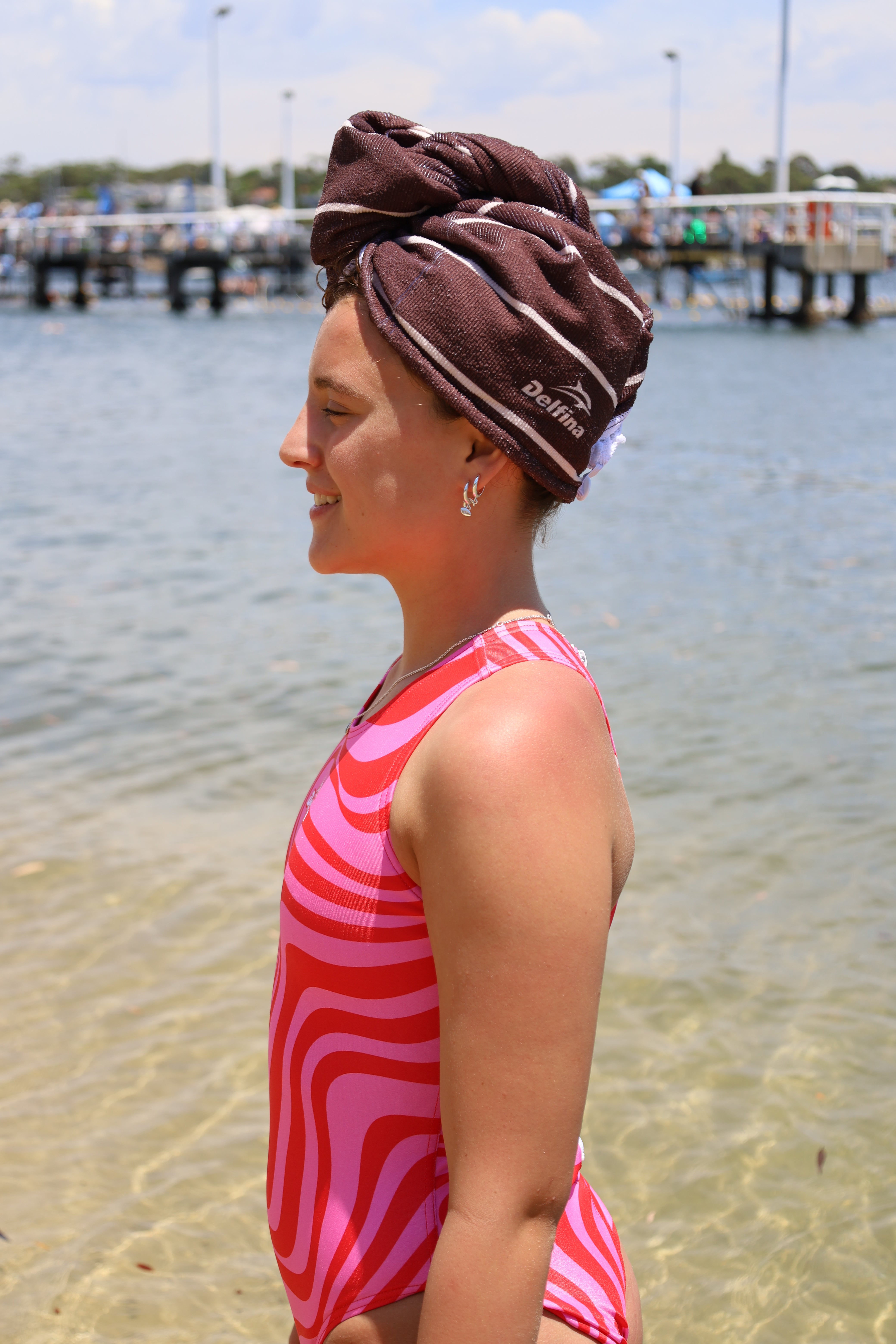 Pink Candy Water Polo Suit + Hair Towel Bundle