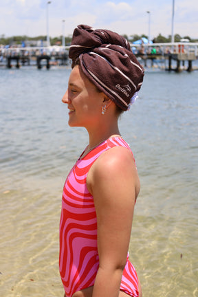 Pink Candy Water Polo Suit + Hair Towel Bundle