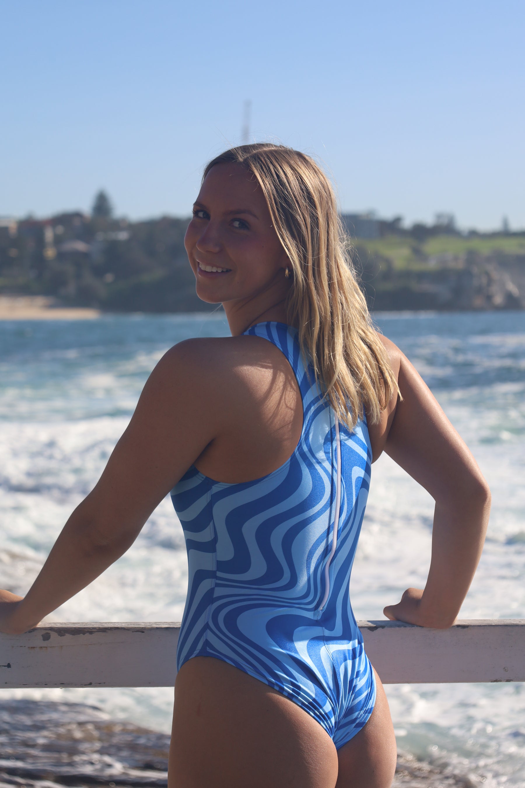 Dark & Light Blue Candy Shop Water Polo Suit