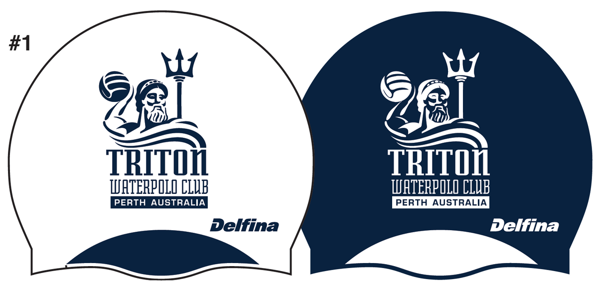 Triton Reversible White/Blue Silicone Swim Cap