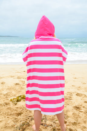 Pink & White Stripes Hooded Towel