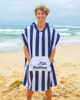Blue & White Stripes Hooded Towel