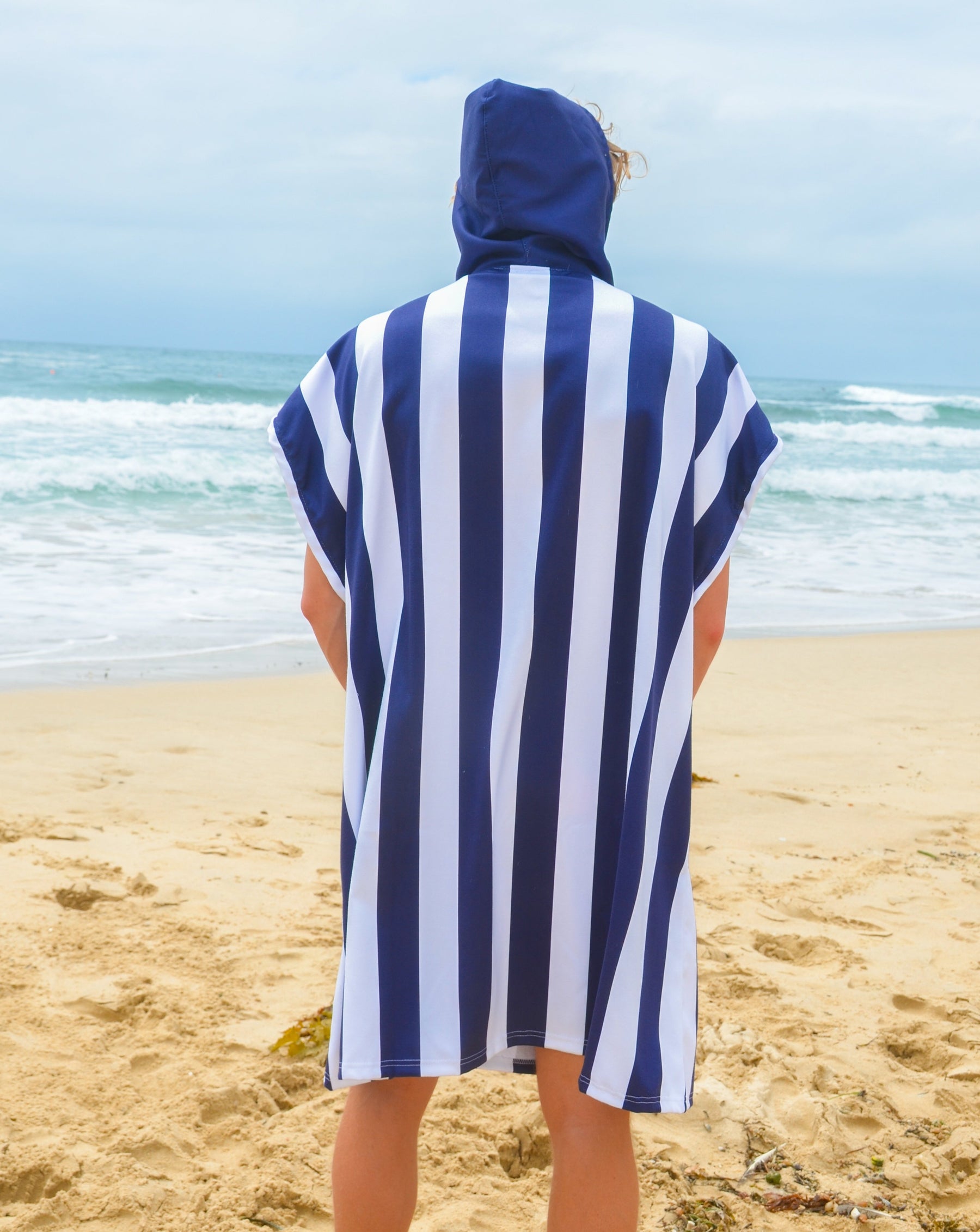 Blue & White Stripes Hooded Towel