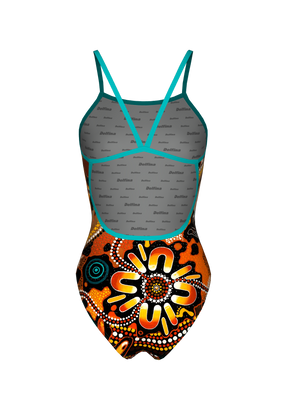 brown one piece swimsuit