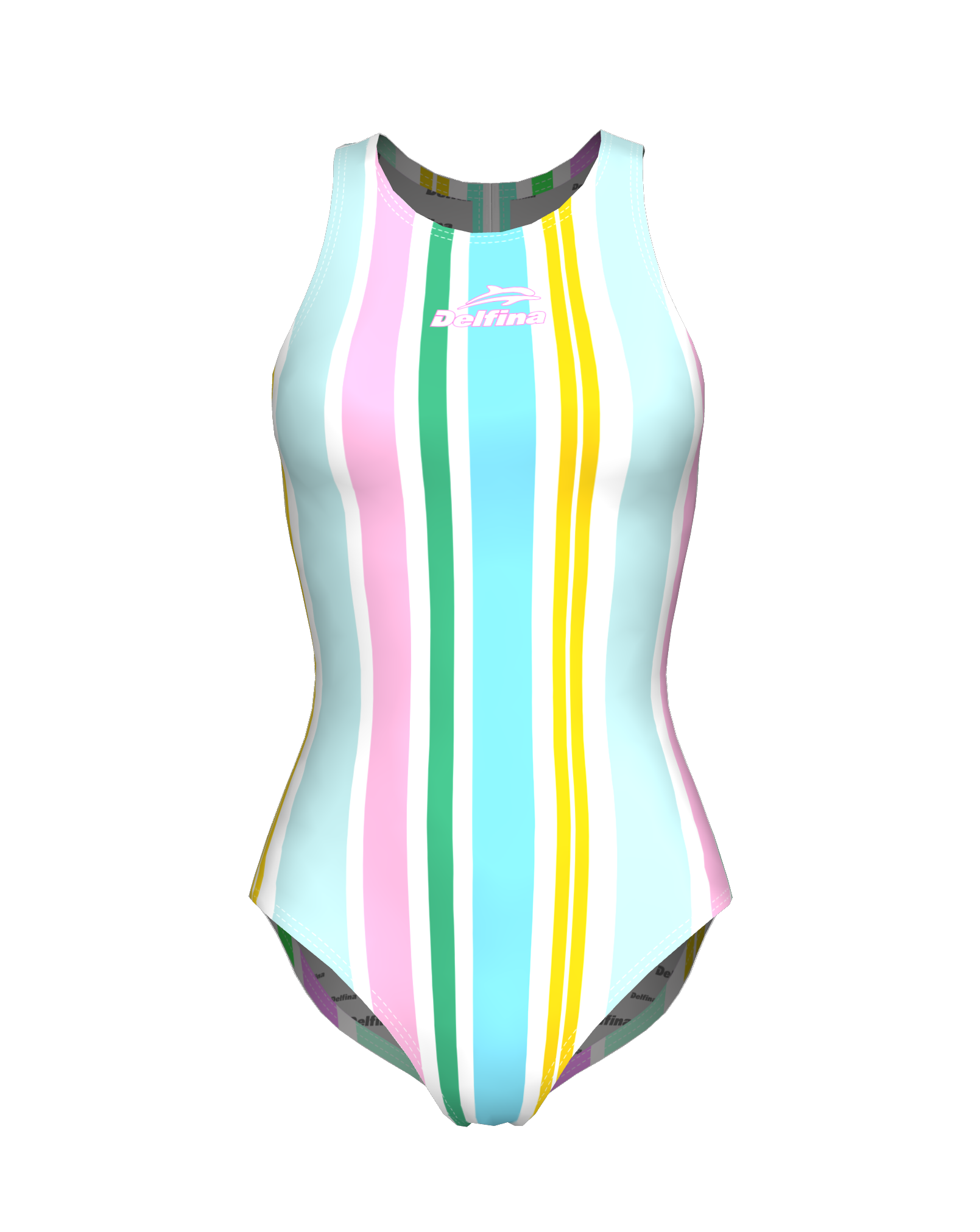 Striped one-piece swimsuit